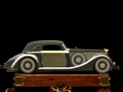 Chinese display stand with antique car 3D model
