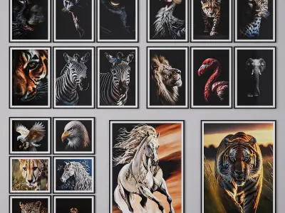 Set of large Animals Pictures 3D model