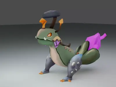 Creature Salamander - Animated for Game - Low Poly Low-poly 3D model