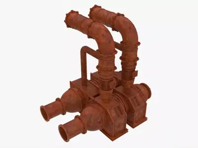 Rusty factory exhaust pipe 3D model