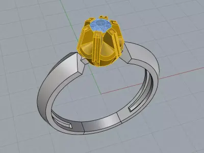 Jewelry Ring Gold Diamond 3D print model