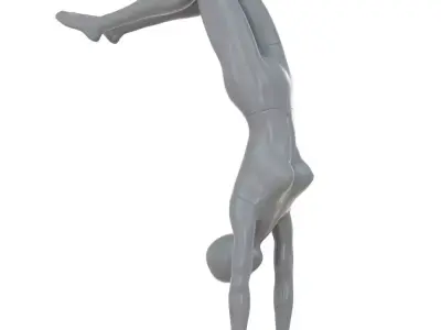 Female gray mannequin stands on hands 88 3D model