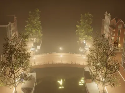 Amsterdam street corner Low-poly 3D model