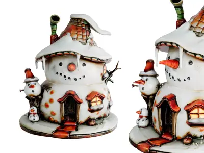 Decorative Holiday Snow House Low-poly 3D model