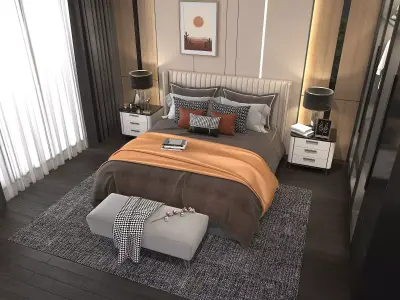 Modern Bedroom Scene 4 3D model