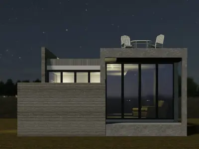 Resort house with 3D-printing wall 3D model