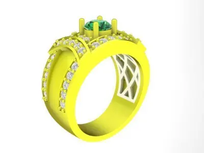 Luxury Men Ring with Center Gemstone and Diamond Accents  4827 3D print model