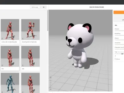Little Panda Animated Cute 3D Models For Games And Animations  Low-poly 3D model