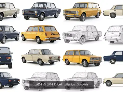 VAZ-2101 2102 Zhiguli  collection 3D Model Pack