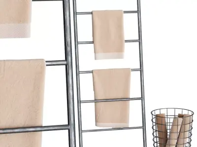 Menu Wire Bin with Towel Stand 3D model