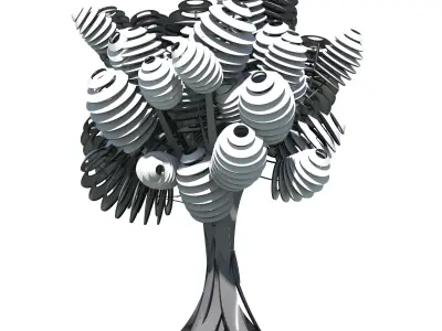 9 stylised representation of a medium sized broad-leafed trees 3D Model Pack