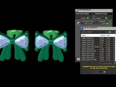 Jewelry Earring Trillion Diamond 3D print model