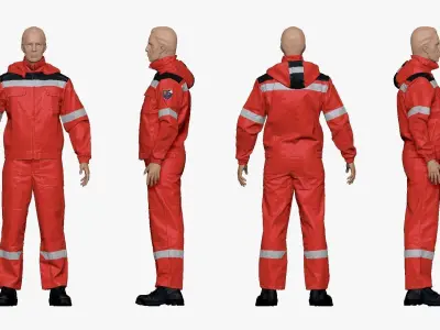001154 engineering suit red Low-poly 3D model