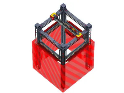 isometrical scaffolding 1x1 section Low-poly 3D model