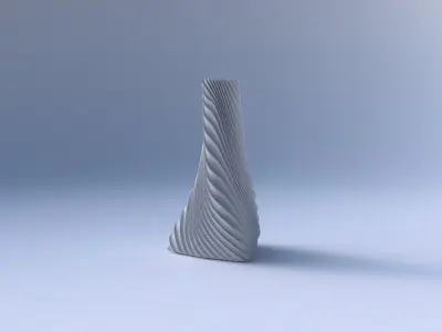 Vase twist tilted triangle with wavy extruded lines 2 3D print model