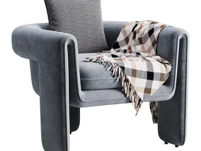 Sculptural Upholstered Lounge Chair 3D model