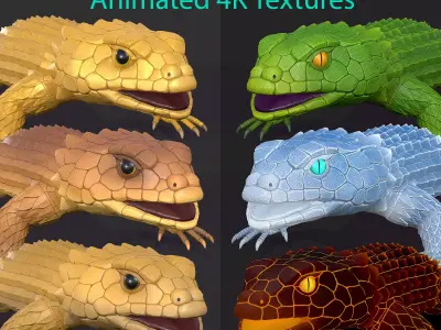 Armadillo lizard  6 skins  fantasy lizard  GAME READY Low-poly 3D model