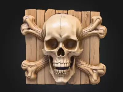 Skull and Crossbones Emblem Low-poly 3D model