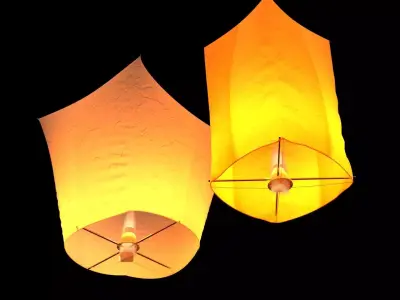 Chinese sky lantern  Low-poly 3D model