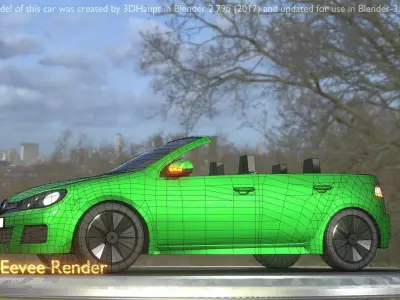 City Car 40 Compact Class Convertible Open Type-C Green Low-poly 3D model