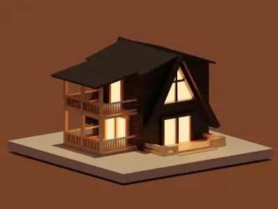 Low poly house 3D model