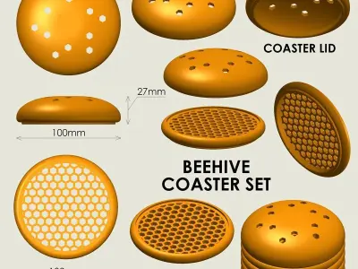 Beehive Coaster Set 3D print model
