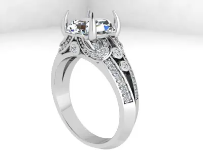 Emerald Diamond Ring 3785 3D print model