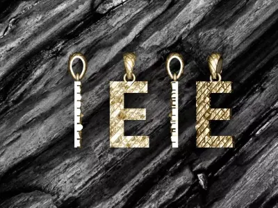 E Letter Alphabet Tiles Texture Pendant 3D Print Model 3D print model