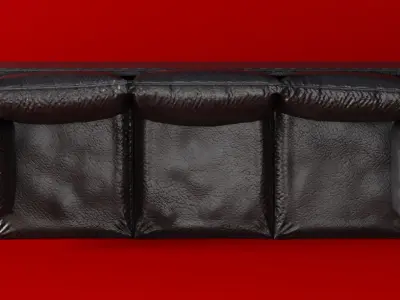 Black Leather Couch Low-poly 3D model