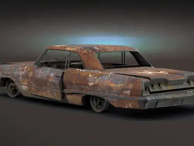 Burnt Retro Car 01 Low-poly 3D model
