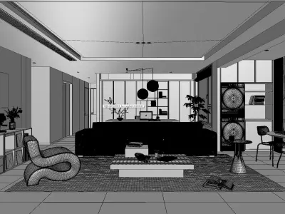 Modern living room 3D model  3D model