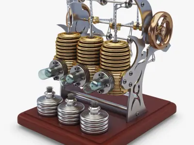Stirling Engine Triple v 1 3D model