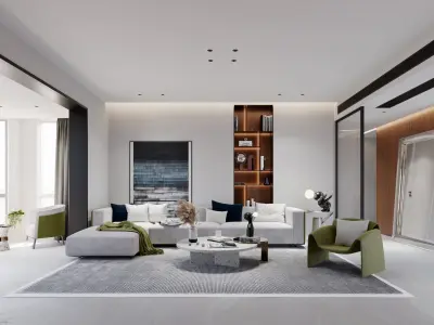 03 - Modern Livingroom Interior scene - C4D and Corona Render  3D model