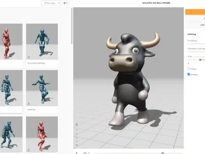 High-Quality 3D Cute Bull Animated For Games Low-poly 3D model