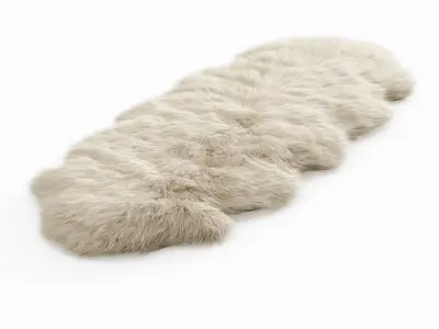 Fluffy decorative carpet made of Icelandic sheepskin fur 3D model