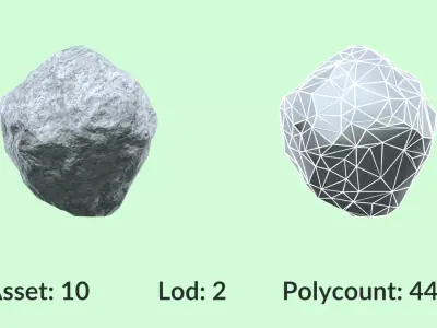 Granite Rocks Pack Game and VFX Asset Collection Vol 3 Free low-poly 3D model