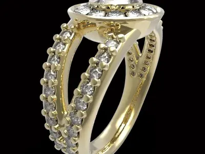 halo ring center gem 6 mm  3D print model