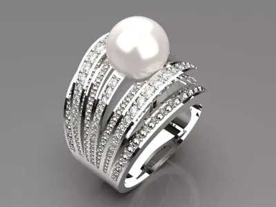 The Floating Pearl Statement STL 3D Ring model pr0030 3D print model