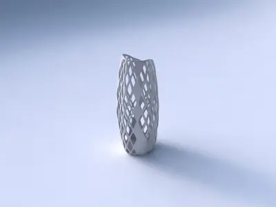 Vase arc hexagon with diagonal grid lattice 3 3D print model