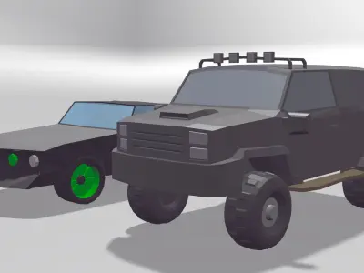 Cars Collection Lowpoly two vehicles in environment Low-poly 3D model