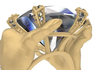 Hands around the gemstone 3D print model