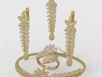 Ring Bracelet Earring and Pendant Set 3D printable model 0044 3D Model Pack