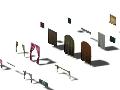 Game Building Decoration - Curtains 3D model