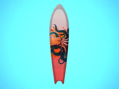 SURF BOARD 11 CARTOON STYLIZED Low-poly 3D model