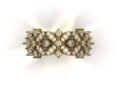 Elegant Gold Ring with Diamond CNC and Casting jr00351 3D print model