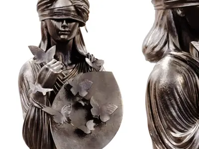  Girl with Butterflies Statue set 763 Low-poly 3D model