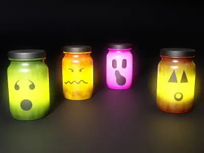 Light jar bulbs low poly 3d model  Low-poly 3D model