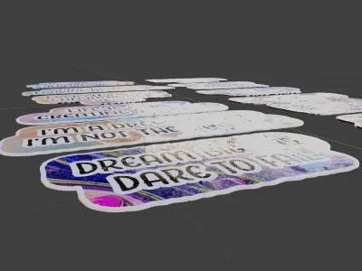 3D inspirational quotes stickers with textures decals Texture