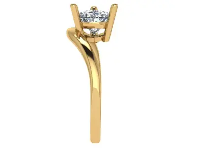 floating ring wave solitaire with pears shape center  3D print model