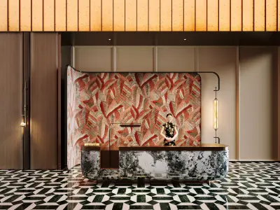 Japanese Hotel Front Desk 3D model